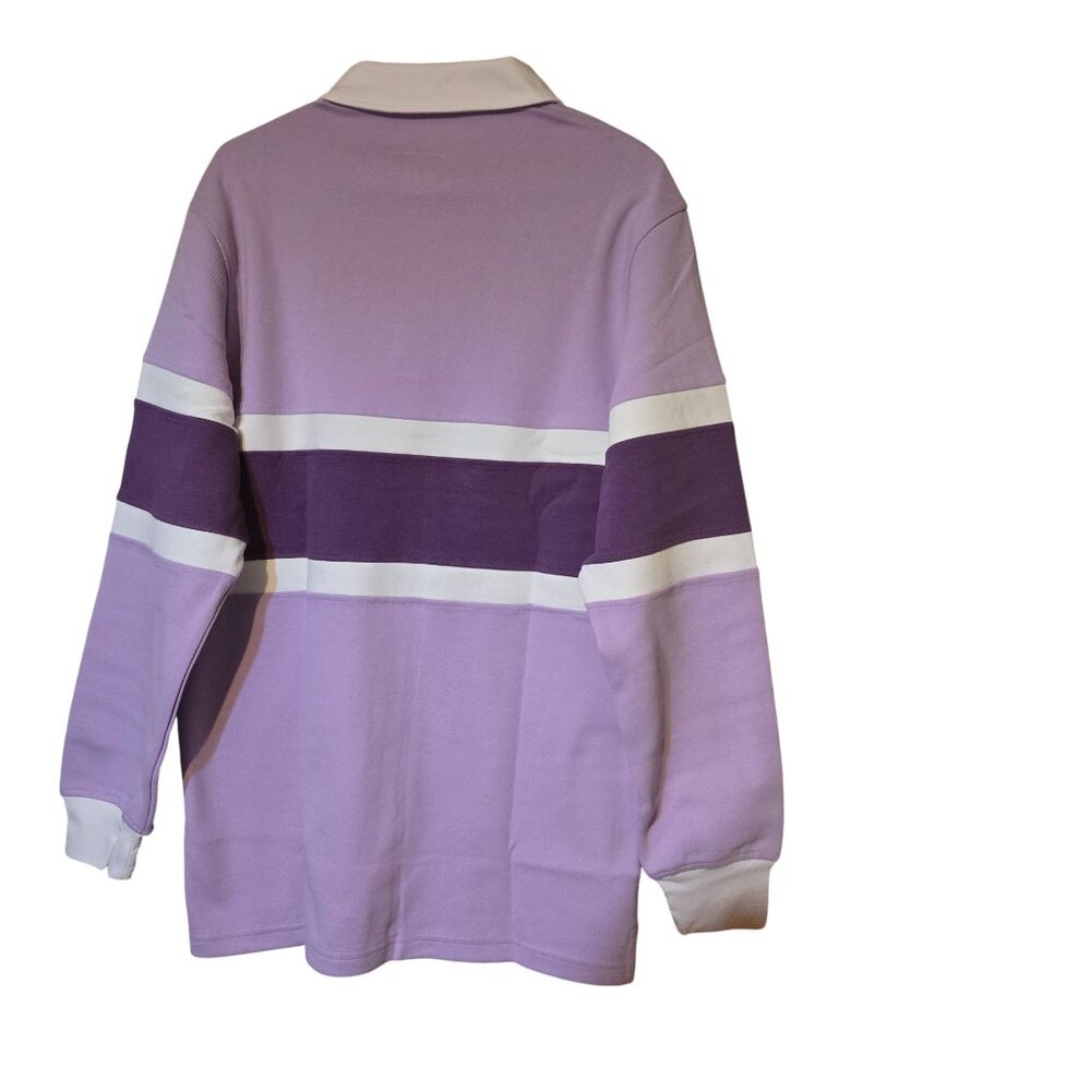 Bogey Boys Men's MD Golf Purple/White Striped Long Sleeve Polo Shirt Outdoorsy - Picture 3 of 9